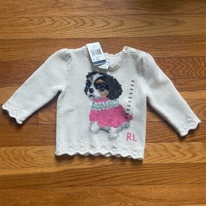 Baby Girl Ralph Lauren Puppy Sweater 9M